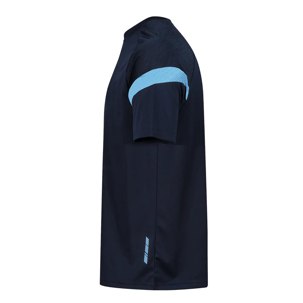 Kinetic sports tech tee navy side view