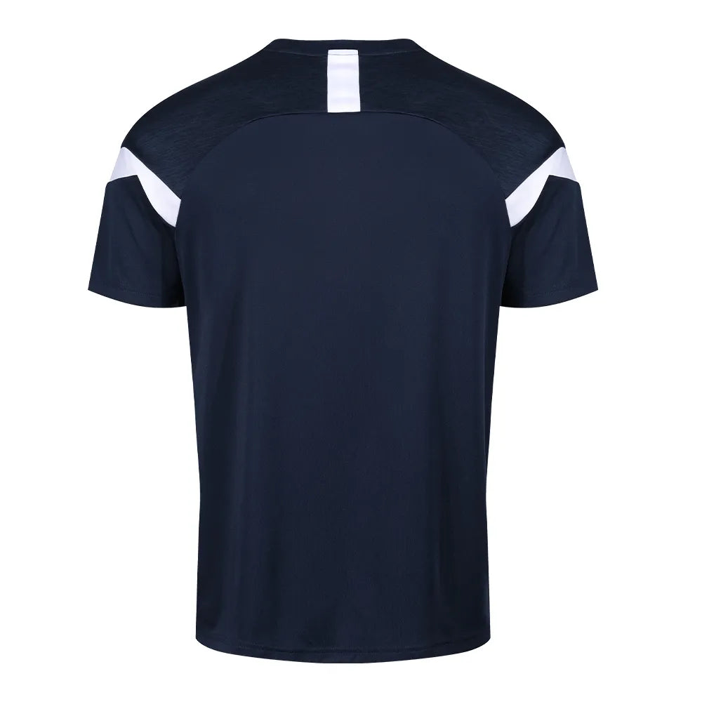 back view of Kinetic Sports Tech Tee Navy white