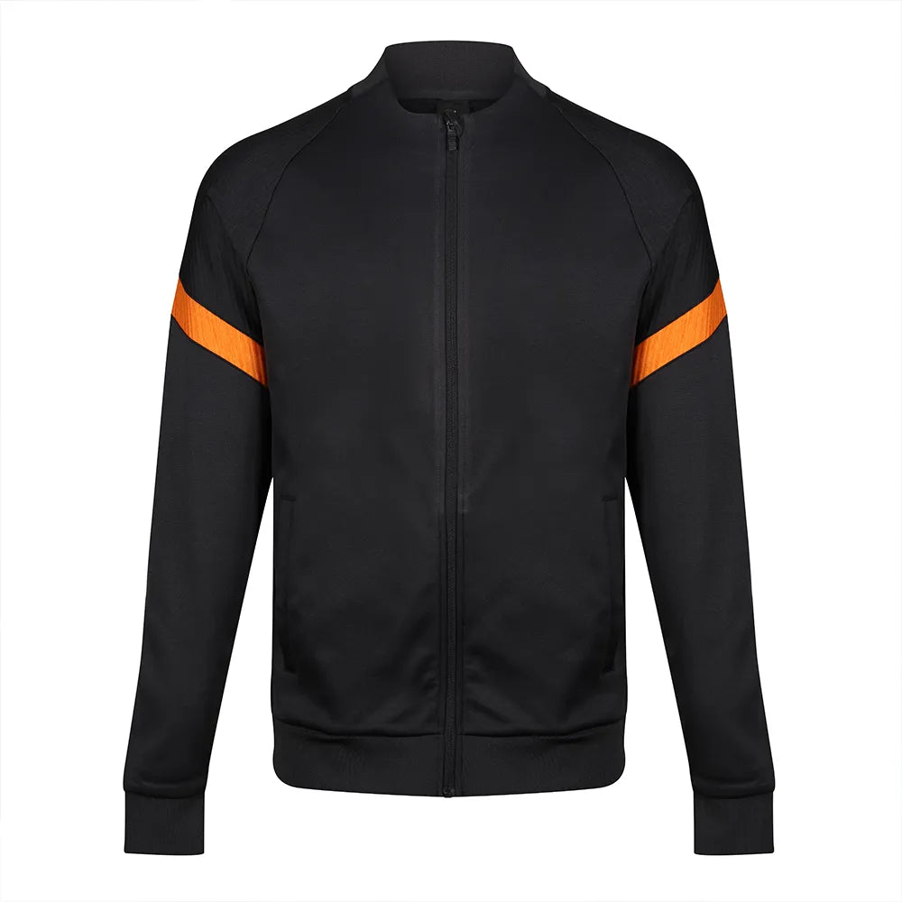 front view of Kinetic Sports Full Zip Track Jacket Black amber