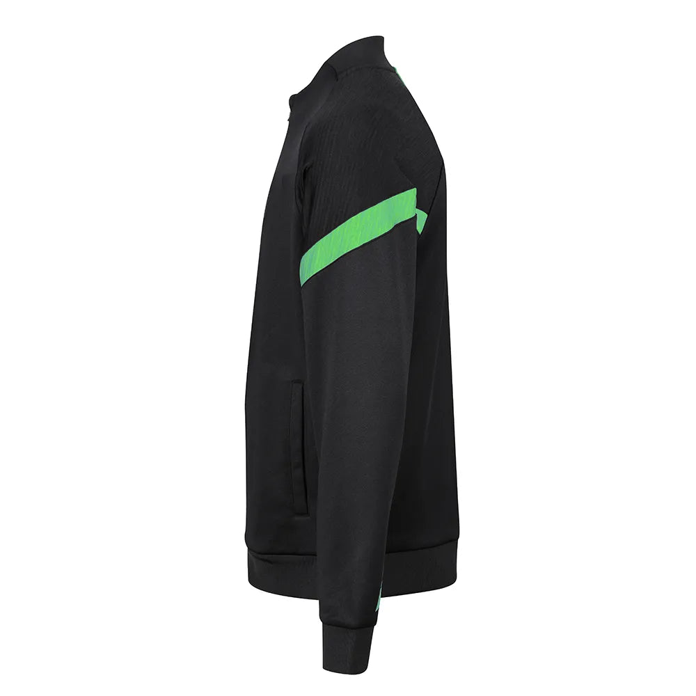 side view of Kinetic Sports Full Zip Track Jacket Black emerald
