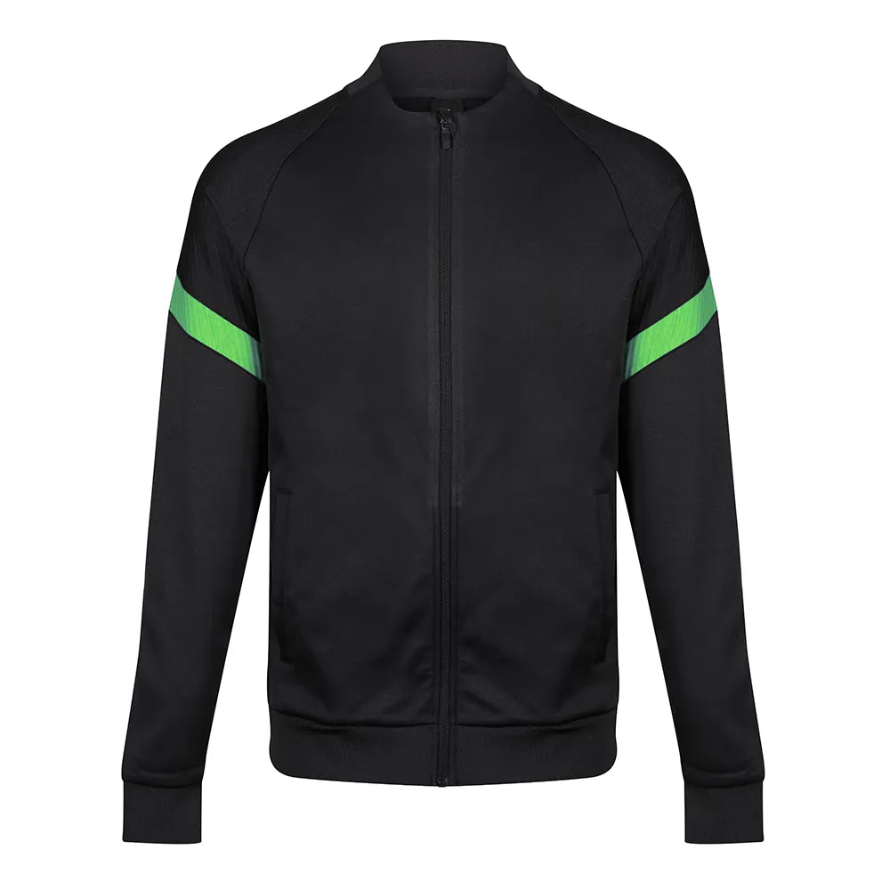 front view of Kinetic Sports Full Zip Track Jacket Black emerald