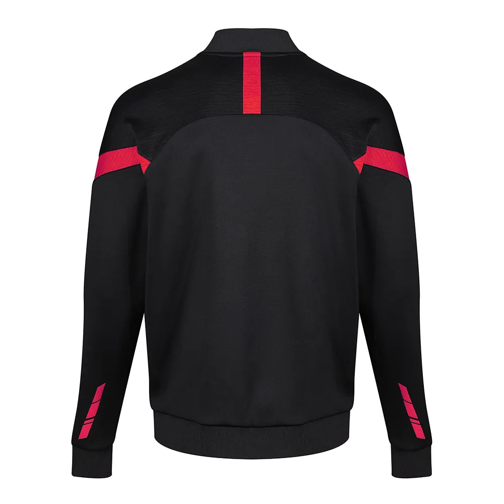 back view of Kinetic Sports Full Zip Track Jacket Black red