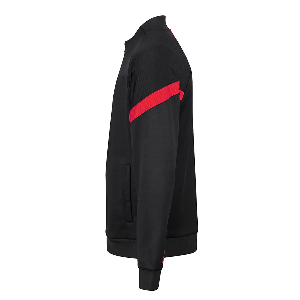 side view of Kinetic Sports Full Zip Track Jacket Black red