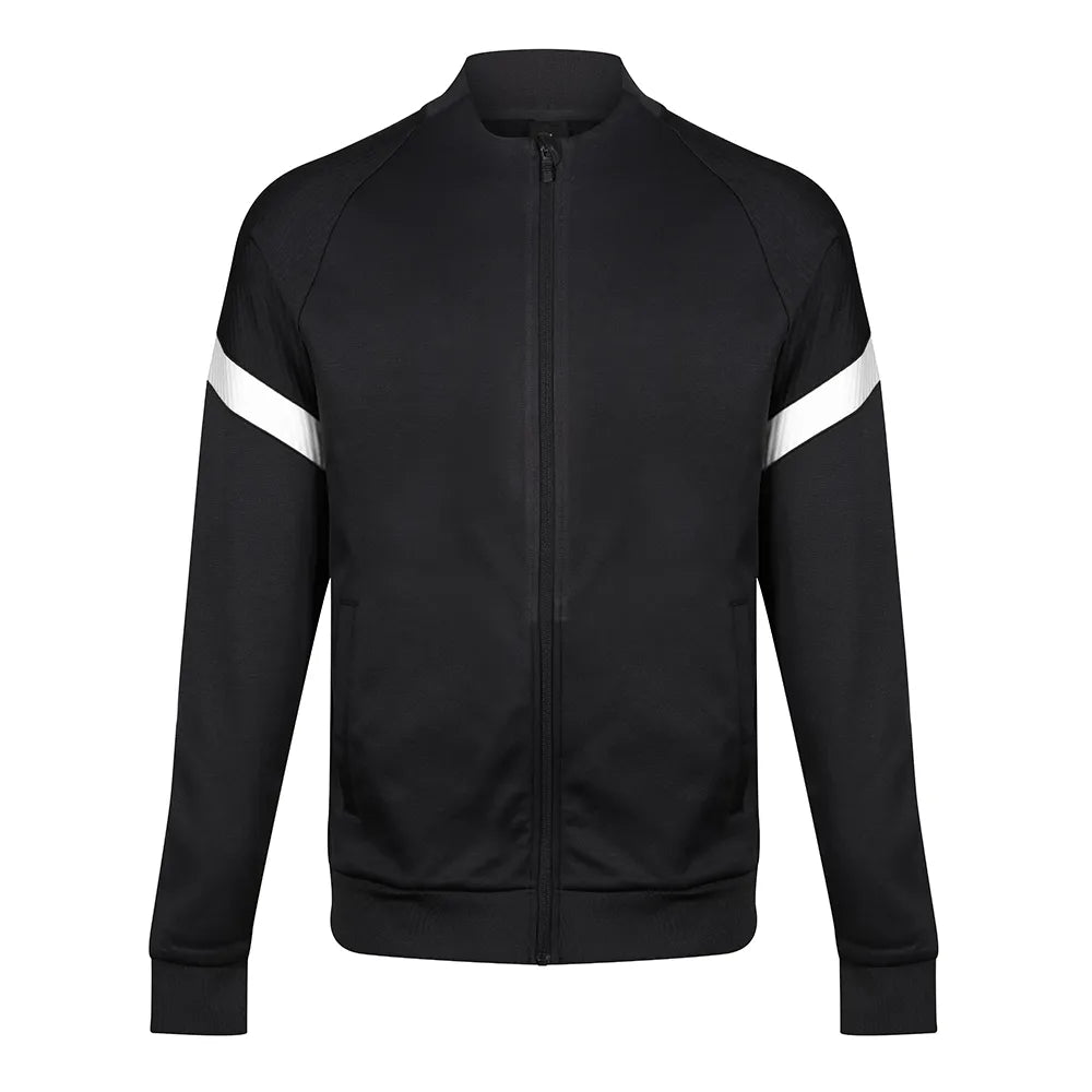 front view of  Kinetic Sports Full Zip Track Jacket Black white