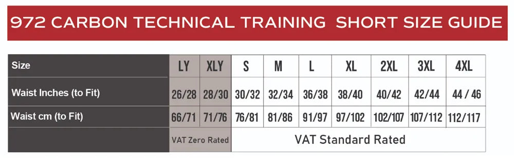 Carbon Technical Short size guide