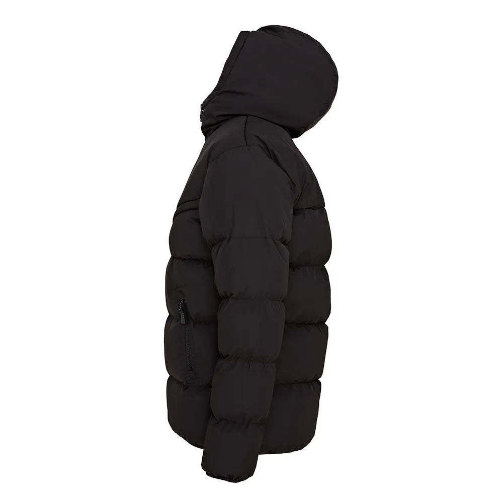 side view of Chevron Puffer Jacket (980) black