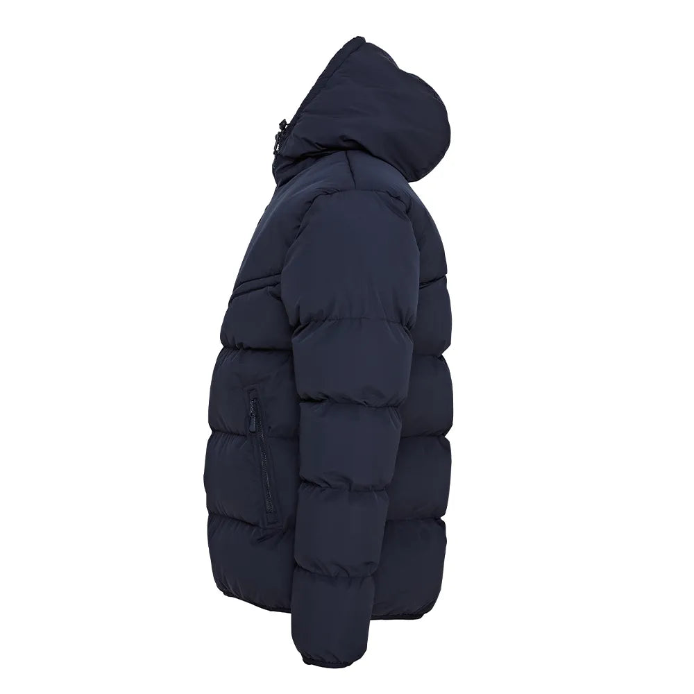 side view of Chevron Puffer Jacket (980) navy