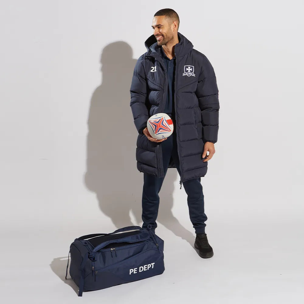 model wearing Chevron Puffer Coat (987) navy