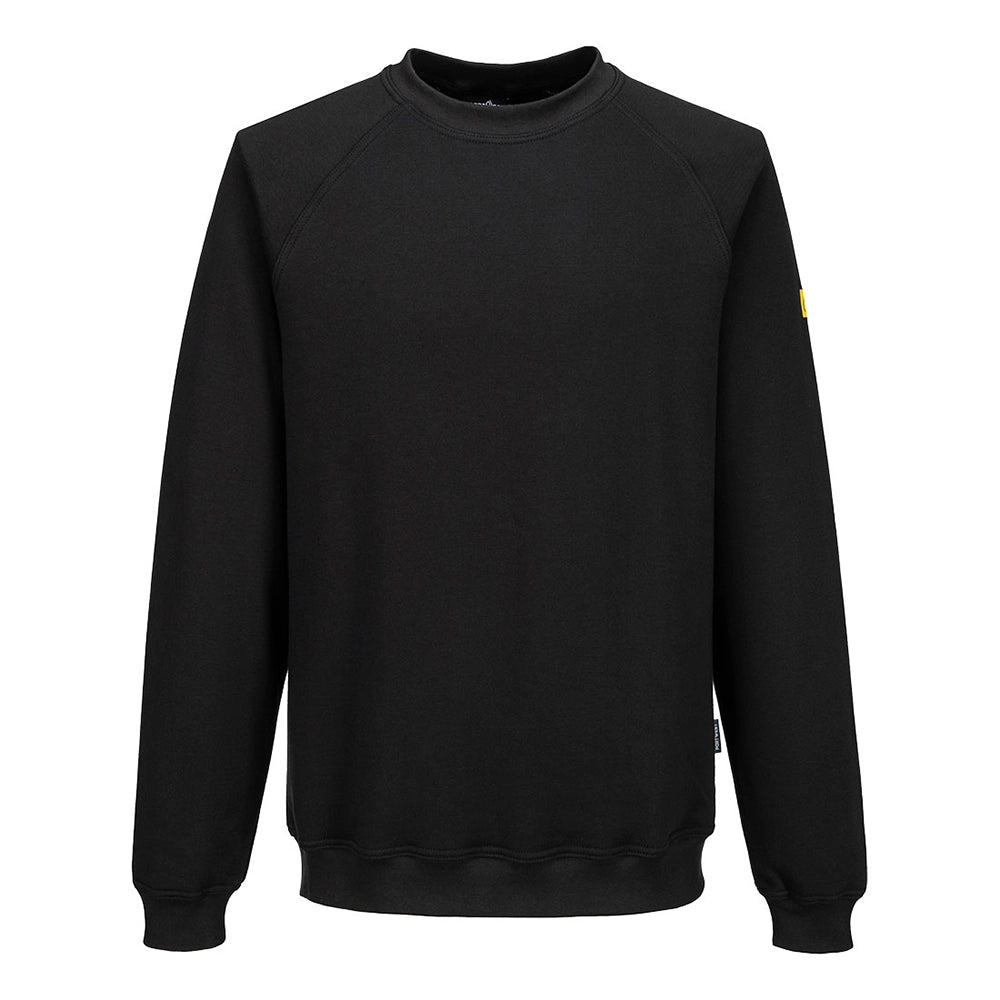 A black Portwest - Anti-Static ESD Sweatshirt