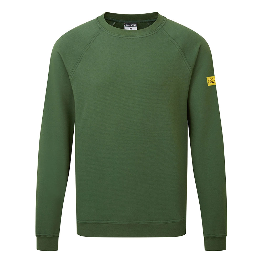 A bottle green Portwest - Anti-Static ESD Sweatshirt