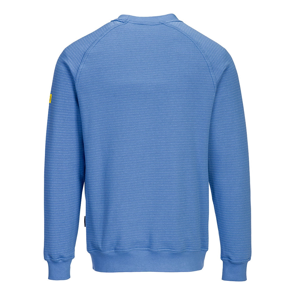 A heather blue Portwest - Anti-Static ESD Sweatshirt
