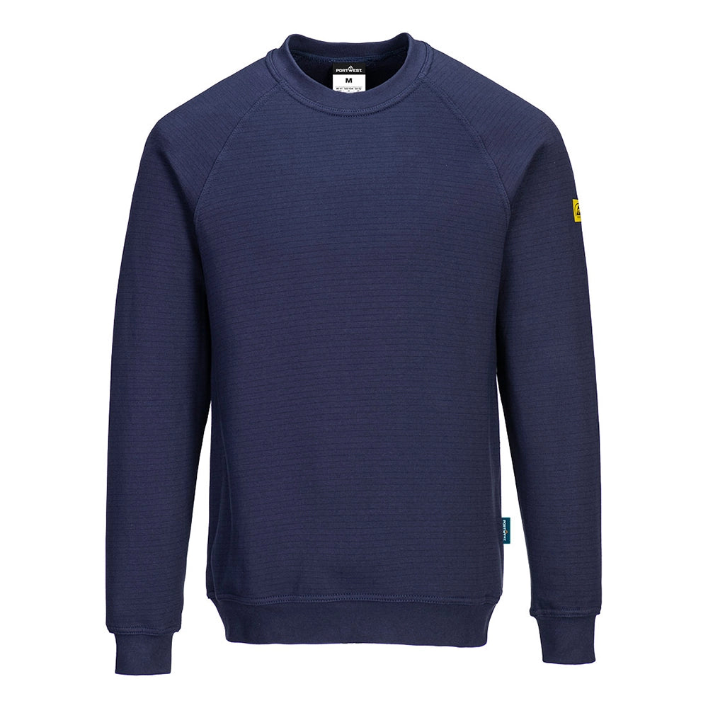 A navy Portwest - Anti-Static ESD Sweatshirt