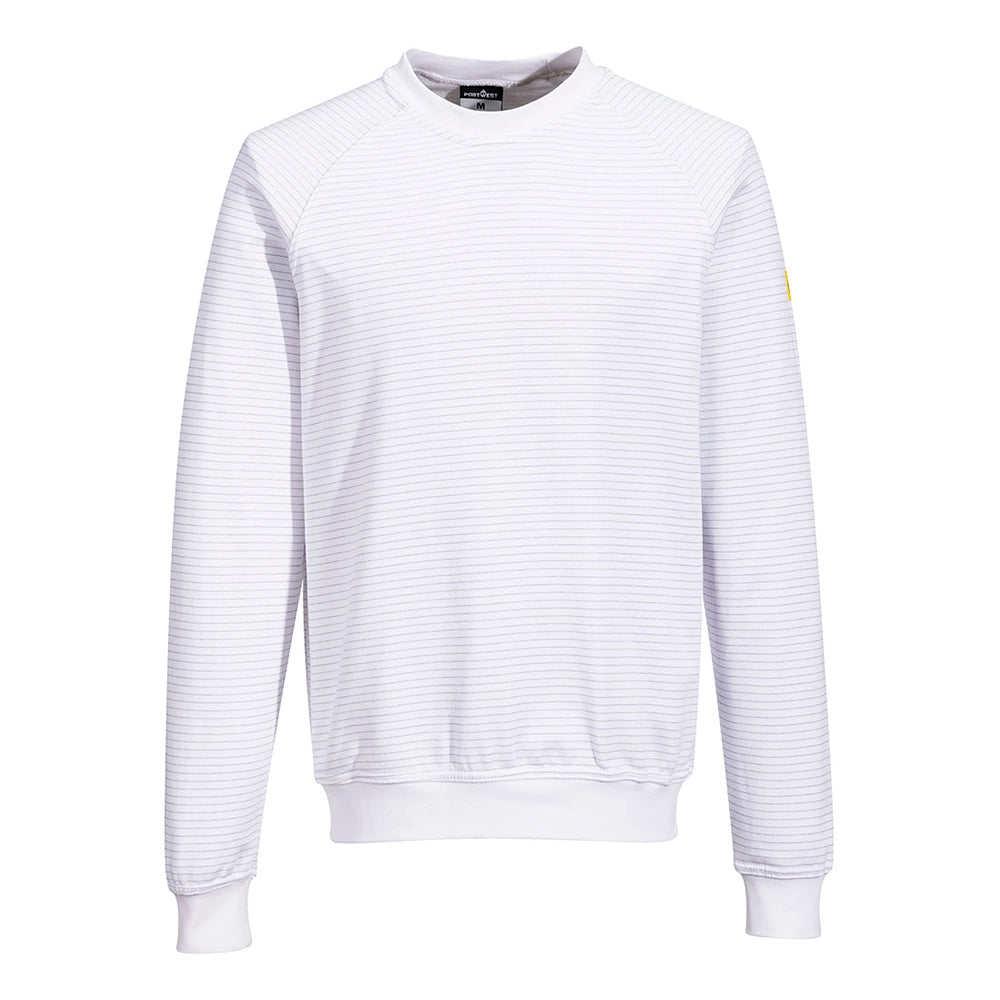 A white Portwest - Anti-Static ESD Sweatshirt