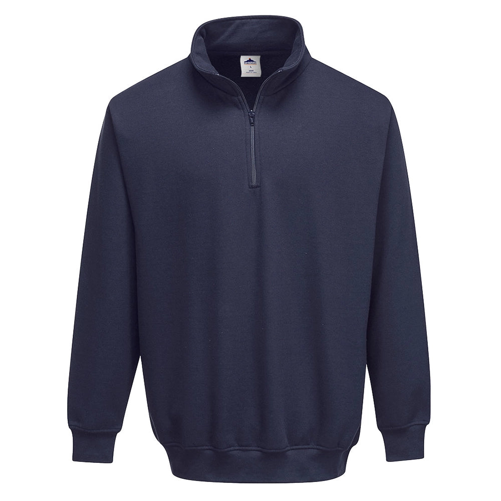 A navy Portwest - Sorrento Zip Neck Sweatshirt
