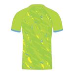 Back of green T20 cricket shirt with a pattern
