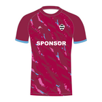 Maroon custom cricket shirt T20 with a pattern and 'SPONSOR'