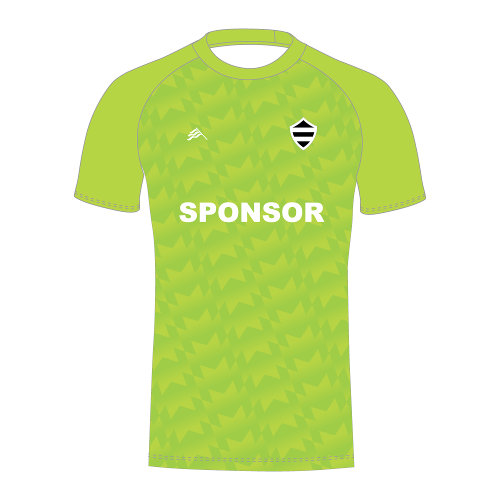 Green Sublimated T20 cricket shirt with 'SPONSOR' text
