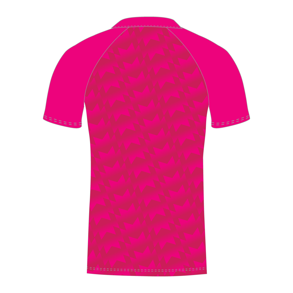 Back of pink cricket shirt with a subtle pattern
