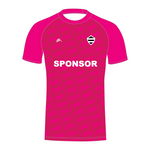 Pink cricket jersey with 'SPONSOR' text