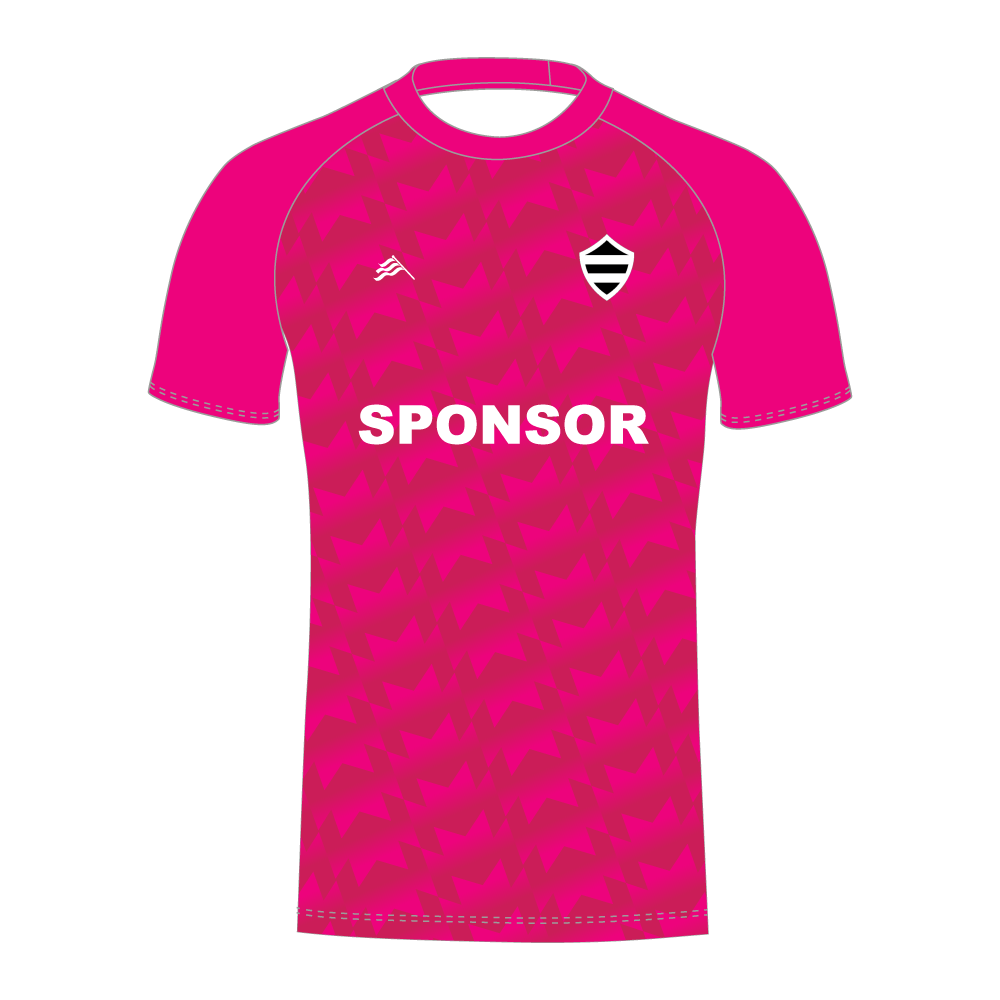 Pink cricket jersey with 'SPONSOR' text