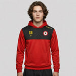model wearing Frodsham JFC EVO Hoodie – Adult