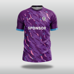 Purple custom cricket shirt with a pattern and 'SPONSOR' text