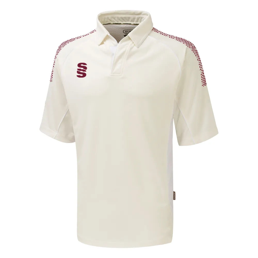 DU232 IVORY MAROON DOTS
