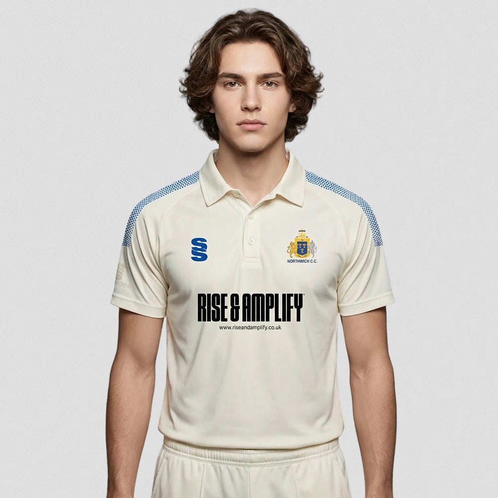 model wearing Northwich Cricket Club Short Sleeve Playing Shirt - Adult