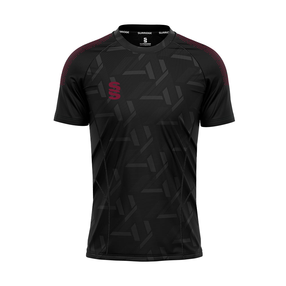 DU382 BLACK MAROON DOTS