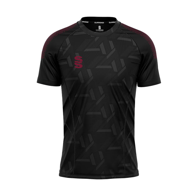 DU382 BLACK MAROON DOTS
