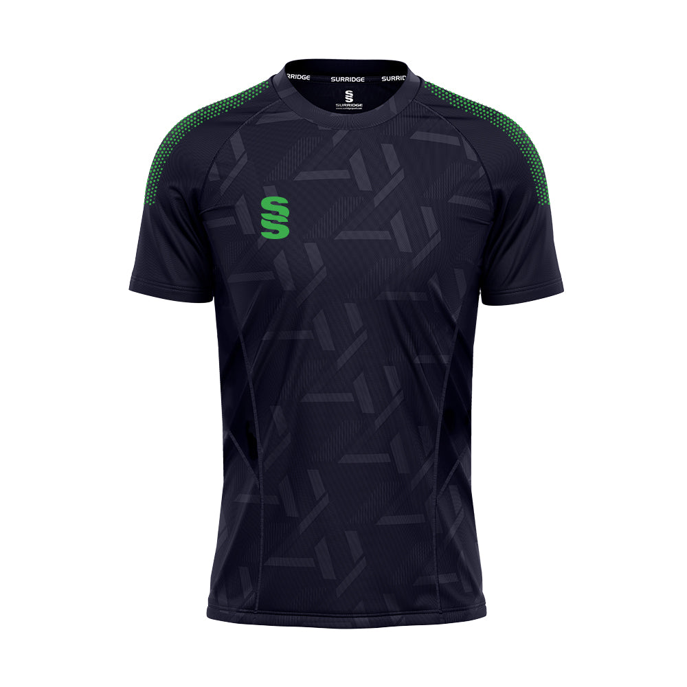 DU382 NAVY EMERALD DOTS
