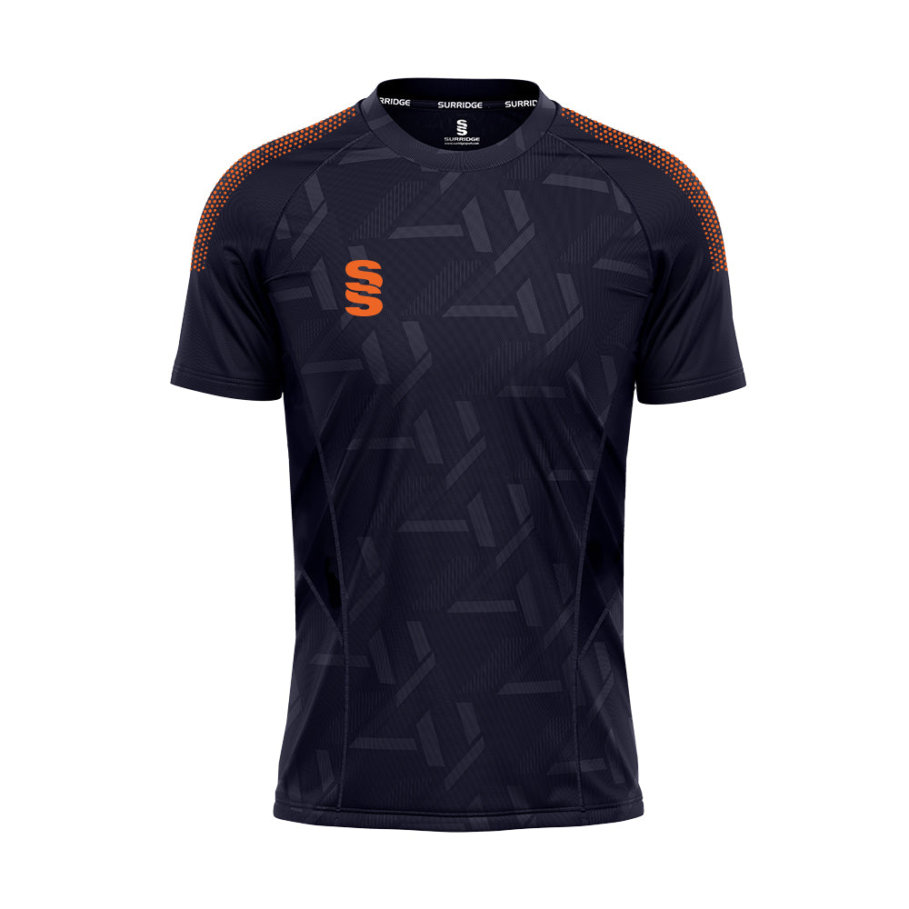DU382 NAVY ORANGE DOTS