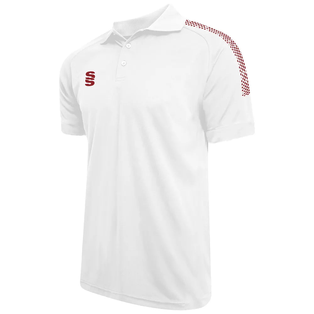 DU018 WHITE MAROON DOTS