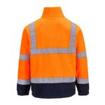 Rear view of the Portwest Hi-Vis Contrast Fleece in Orange/Navy.