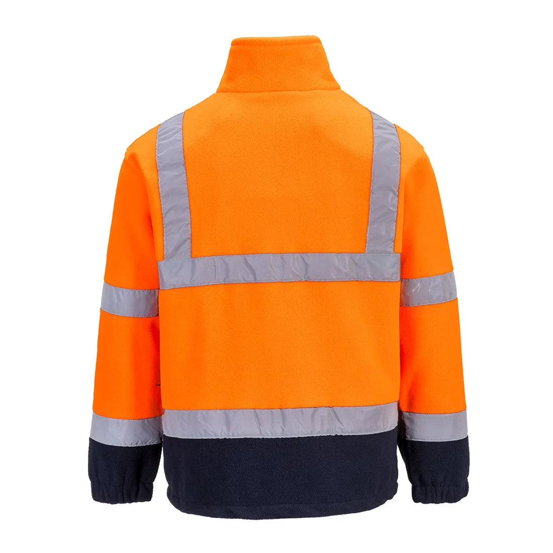 Rear view of the Portwest Hi-Vis Contrast Fleece in Orange/Navy.