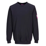 A Navy Flame Resistant Anti-Static Long Sleeve Sweatshirt