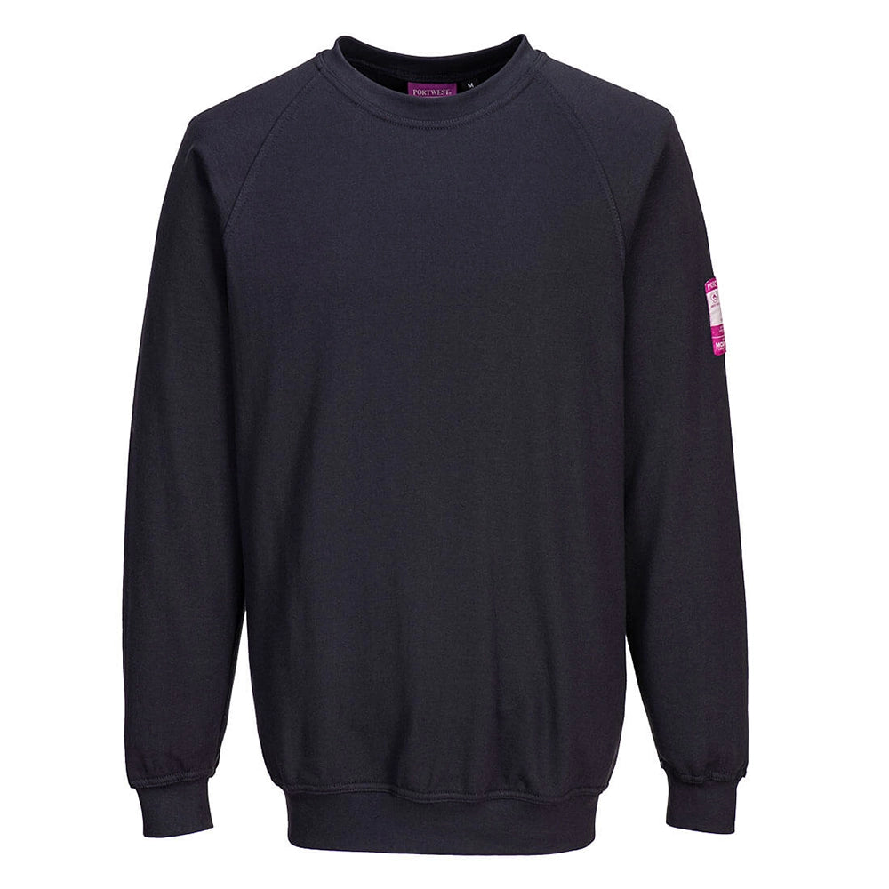A Navy Flame Resistant Anti-Static Long Sleeve Sweatshirt