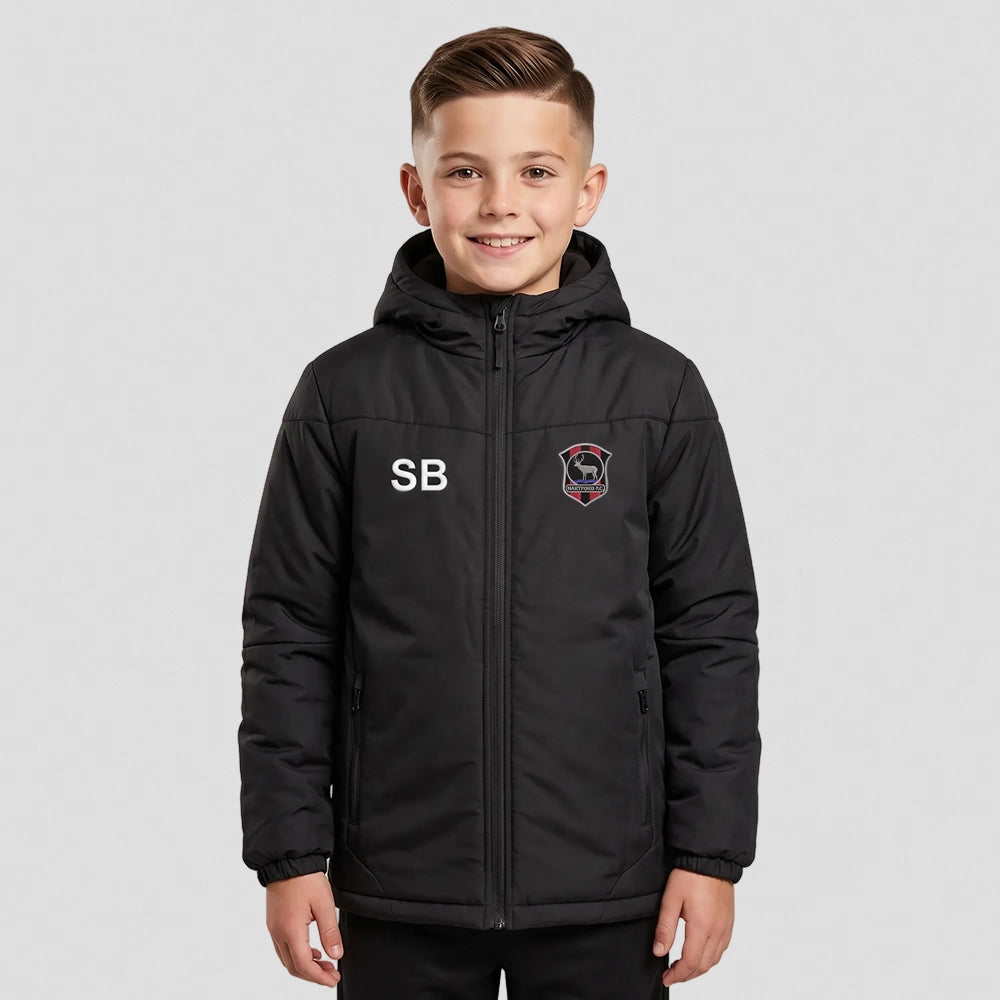 model wearing HFC Thermal Bench Coat – Junior