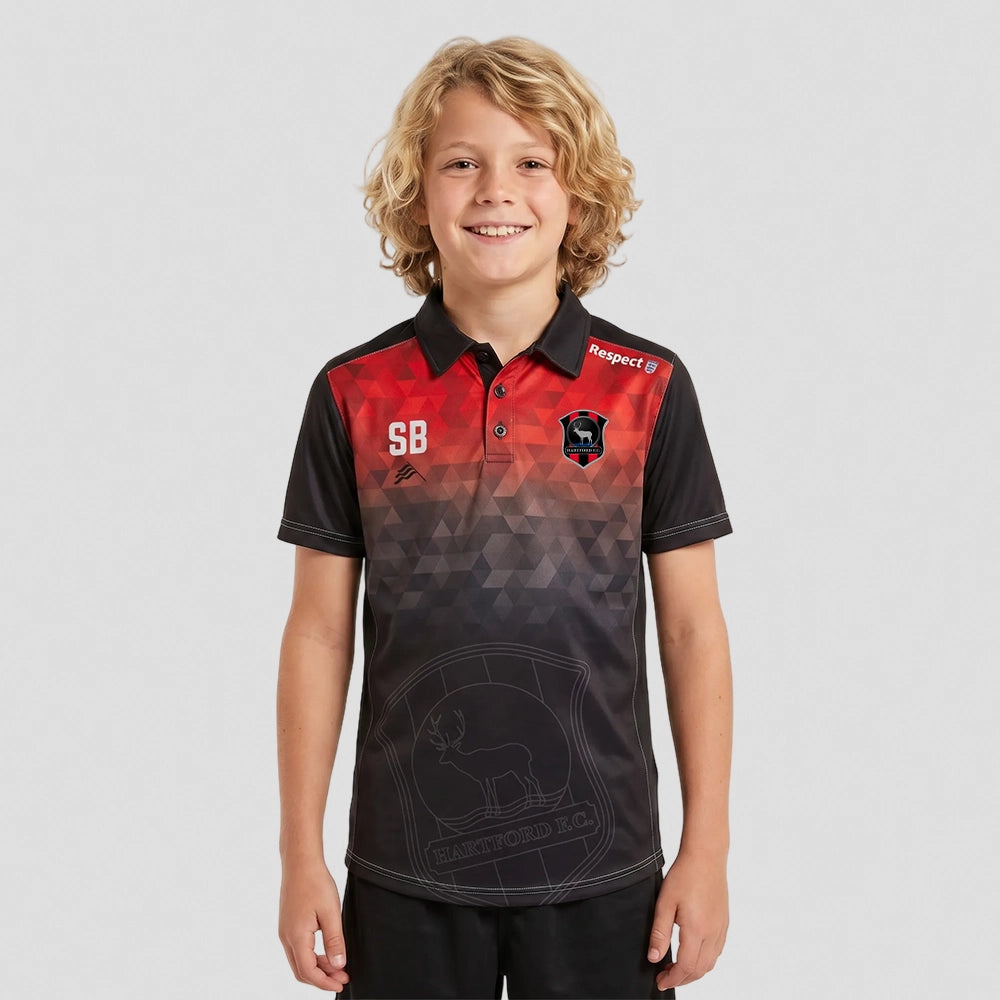 model wearing Hartford Football Club Custom Polo Shirt – Junior