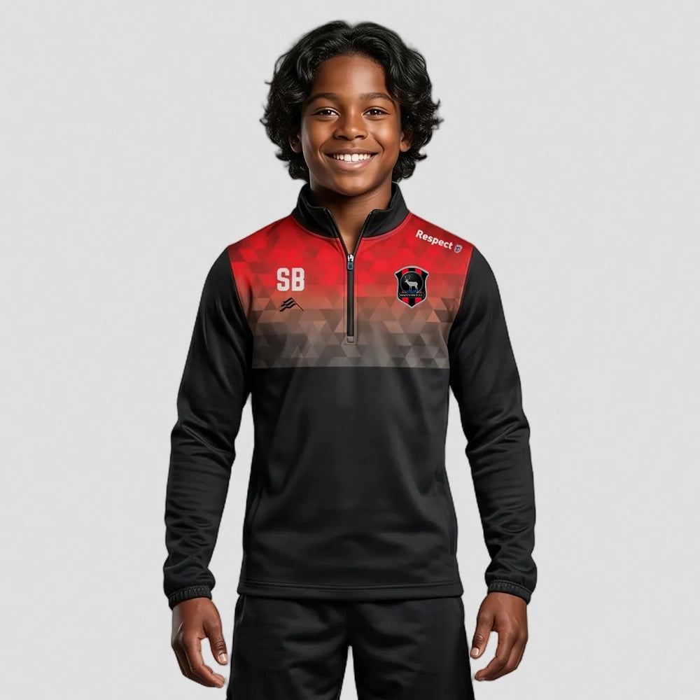 model wearing Hartford Football Club Custom 1/4 Zip Sweat Training Top – Junior