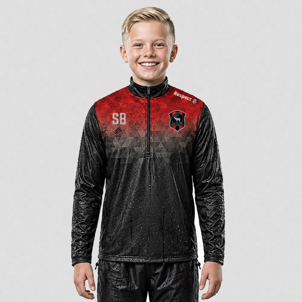 model wearing HFC Custom 1/4 Zip Rain Training Top – Junior