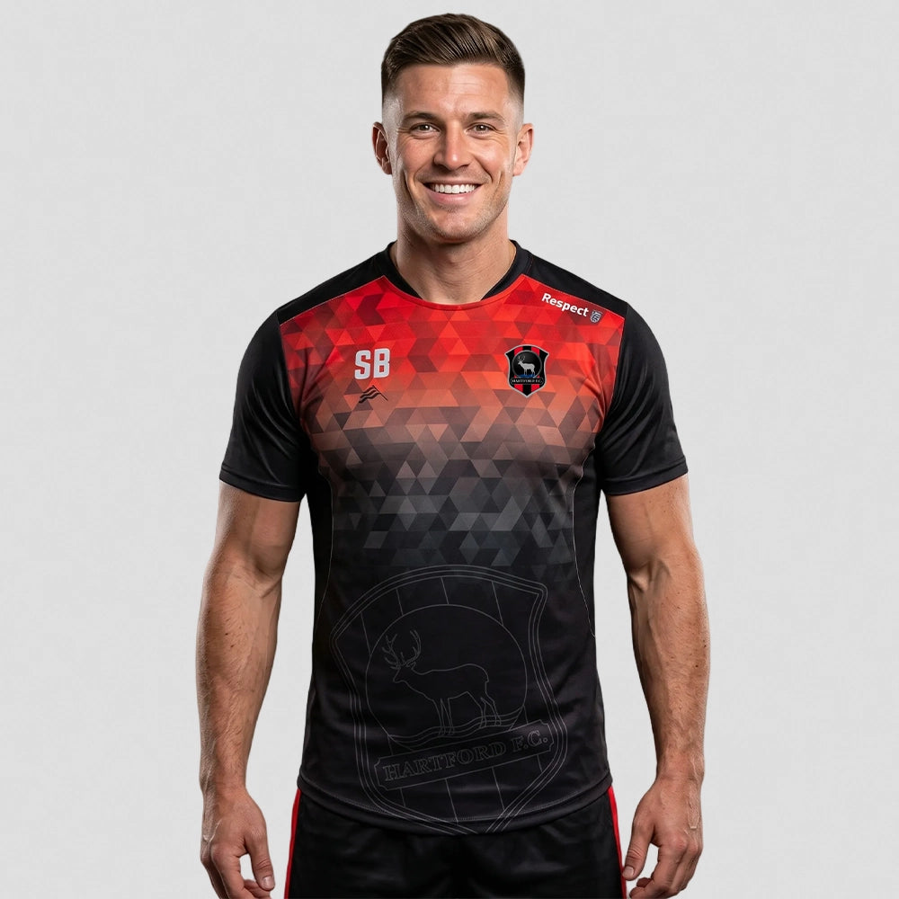 model wearing HFC Custom Technical T-Shirt – Adult
