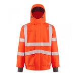 Leo Dartmoor EcoViz Breathable Bomber Jacket in Orange with hood attached