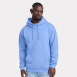 Man wearing a light blue AWDis JH001 College Hoodie