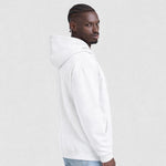 Man wearing a white AWDis JH001 College Hoodie