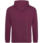Burgundy AWDIS Just Hoods JH001 College Hoodie shown from the back on a white background