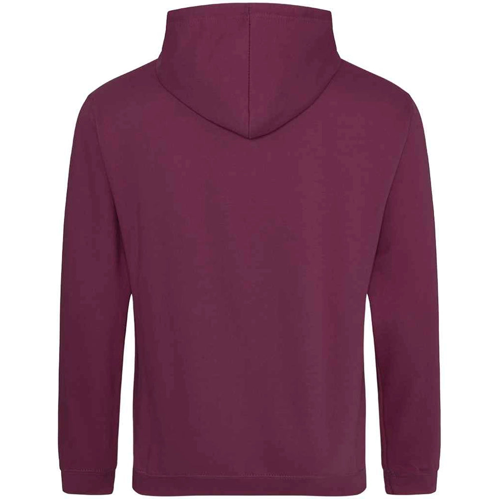 Burgundy AWDIS Just Hoods JH001 College Hoodie shown from the back on a white background