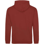 Brick Red AWDIS Just Hoods JH001 College Hoodie shown from the back on a white background