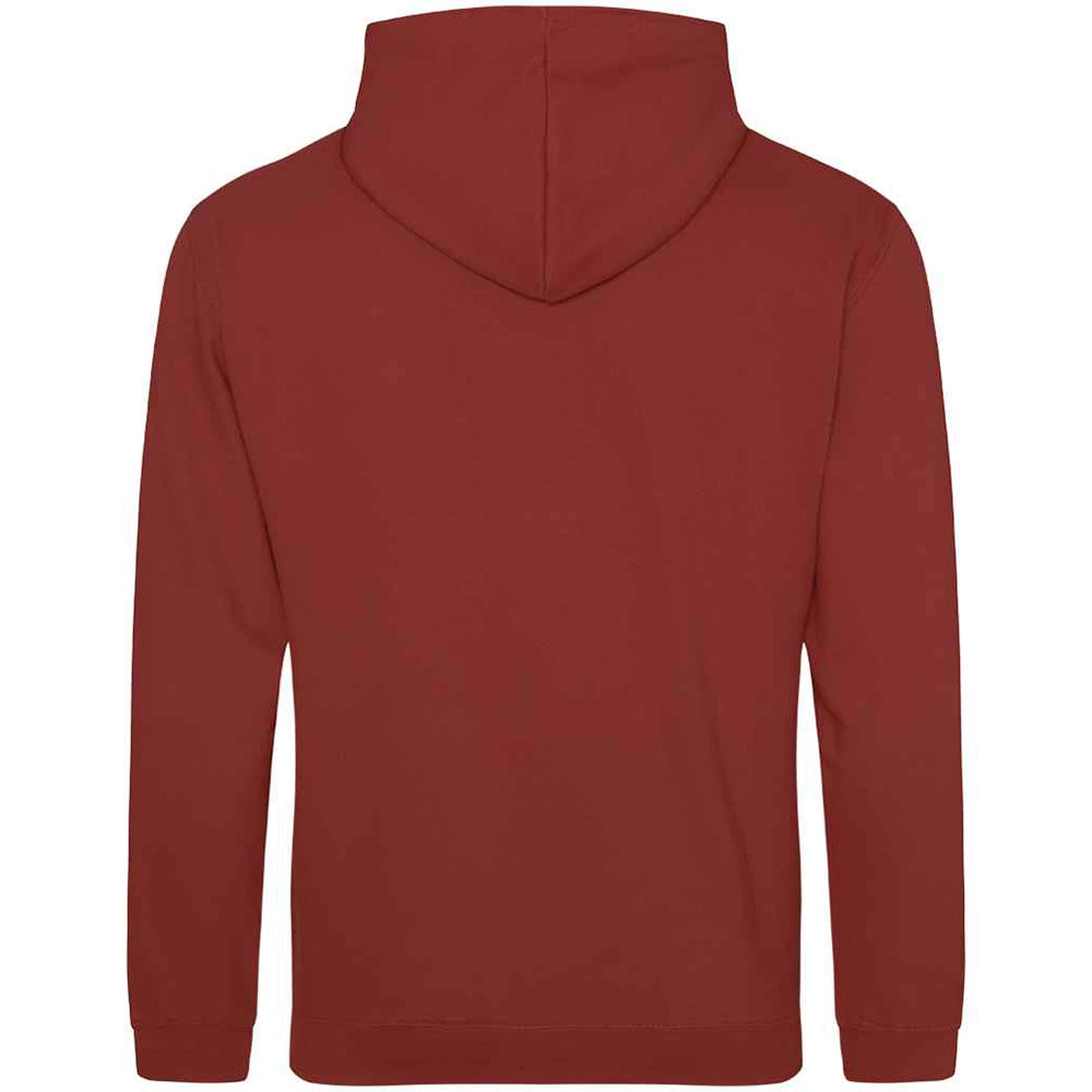 Brick Red AWDIS Just Hoods JH001 College Hoodie shown from the back on a white background