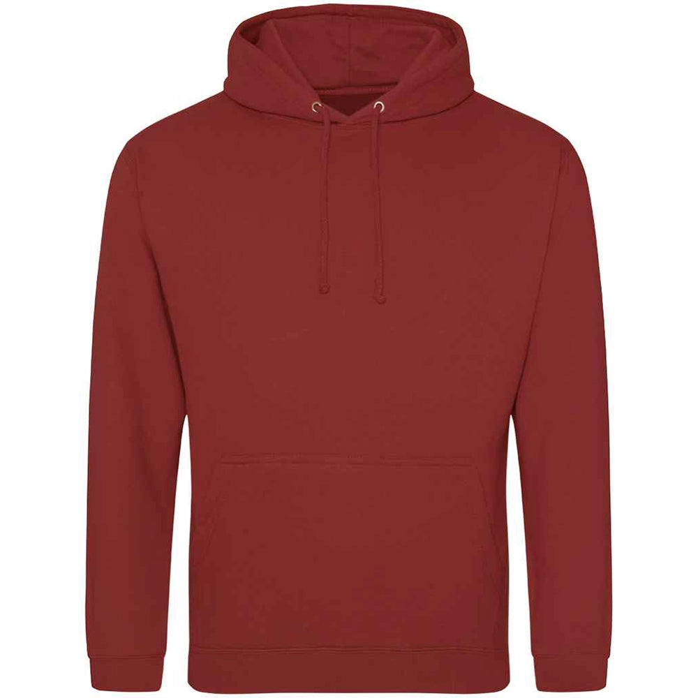 Brick Red AWDIS Just Hoods JH001 College Hoodie on a white background